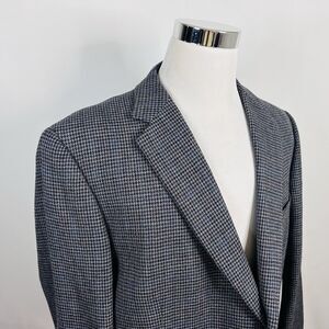 Joseph & Feiss 50R Sport Coat Luxury Wool Houndstooth Gray Blue Two Button